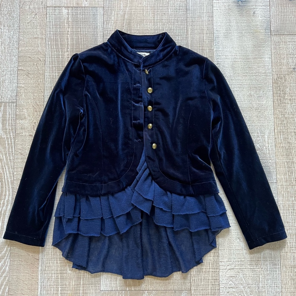 Joyfolie Navy Velvet Velour Blazer for Kids size 12